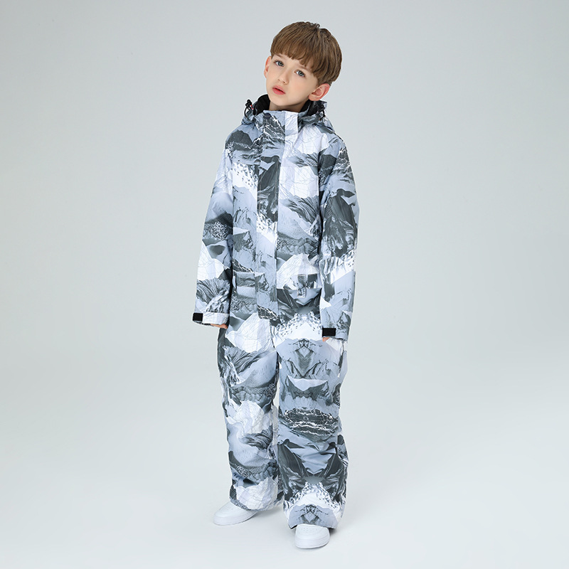 Ski Pants Waterproof - Children's Waterproof Windproof Warm One-Piece Ski