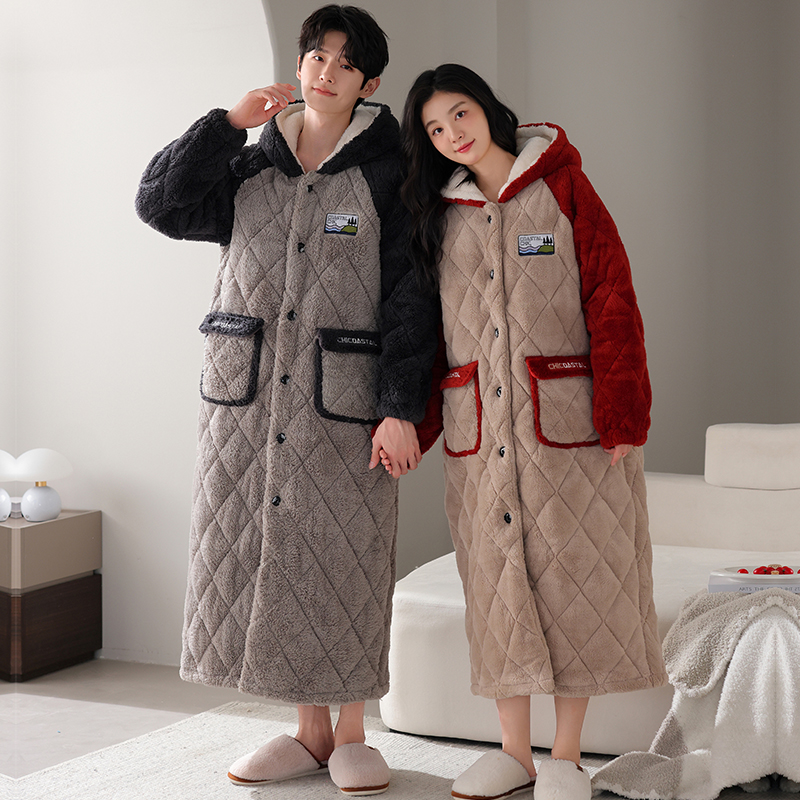 Winter Clothing Layers - High Quality Winter Couple Robe Hooded