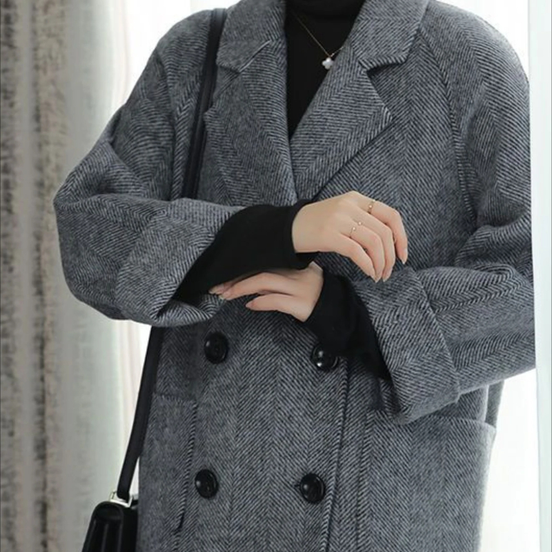 Winter Clothing On Sale Women'S - Plain Double Breasted Women's Trench Wool