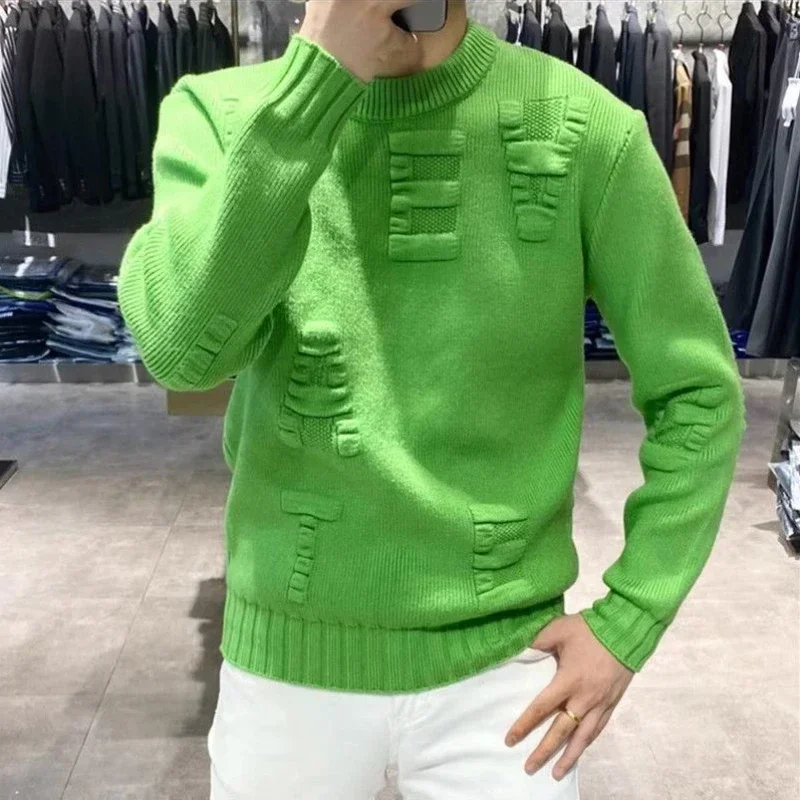 Men's Clothing Green Knit Swea - Winter Clothing Korean recensione e prezzo