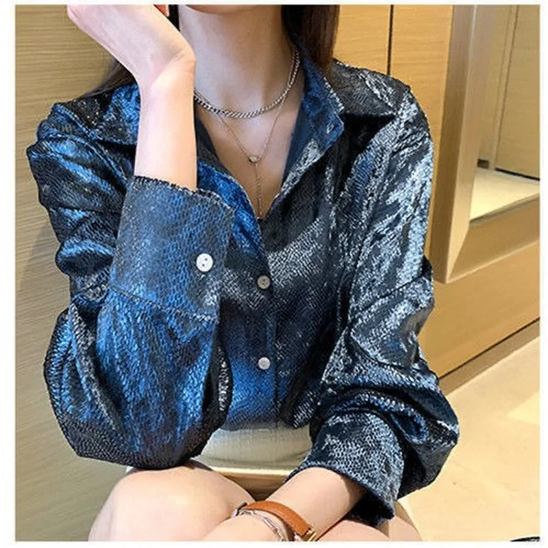 Women's Shiny Button Shirt Spr - Winter Clothing Korean recensione e prezzo