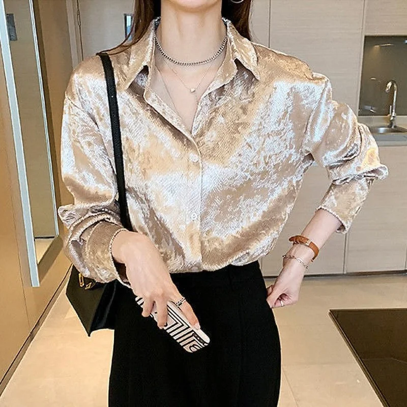 Women's Shiny Button Shirt Spr - Winter Clothing Korean recensione e prezzo