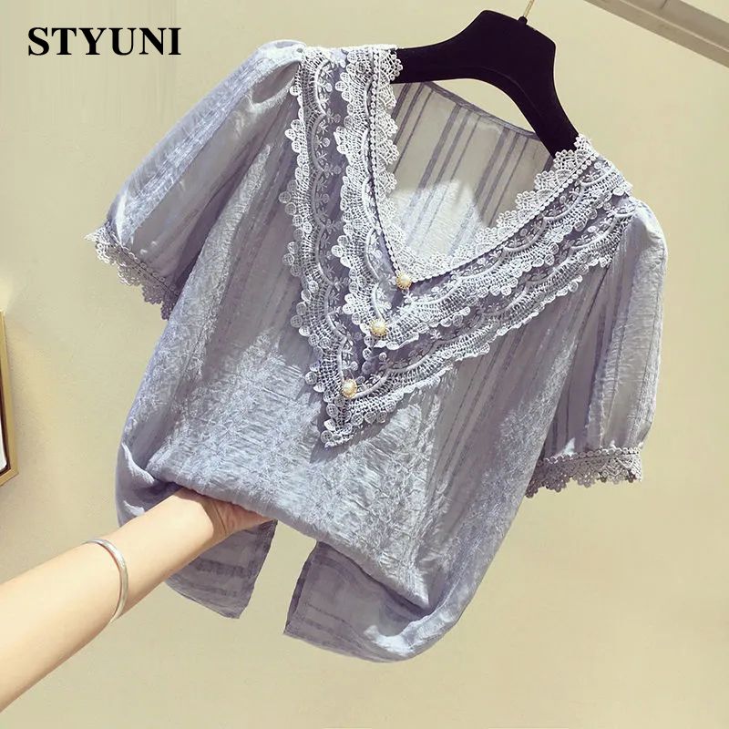 Lace Ruffles V-Neck Chiffon So - Winter Clothing Korean recensione e prezzo