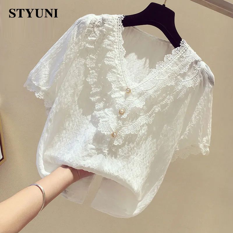 Lace Ruffles V-Neck Chiffon So - Winter Clothing Korean recensione e prezzo