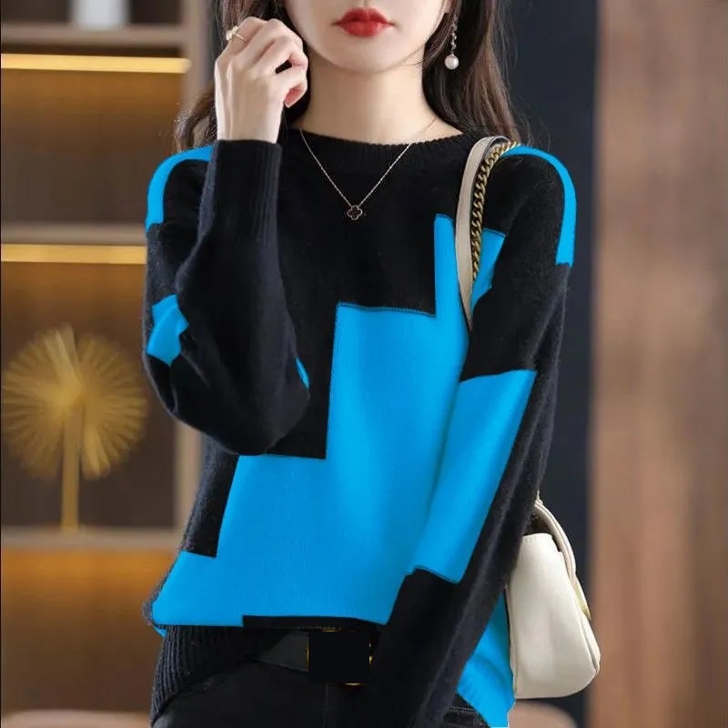 Fashion O-Neck Spliced Knitted - Winter Clothing Korean recensione e prezzo