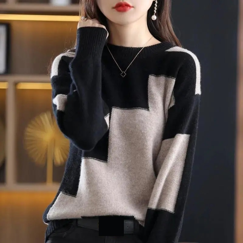 Fashion O-Neck Spliced Knitted - Winter Clothing Korean recensione e prezzo