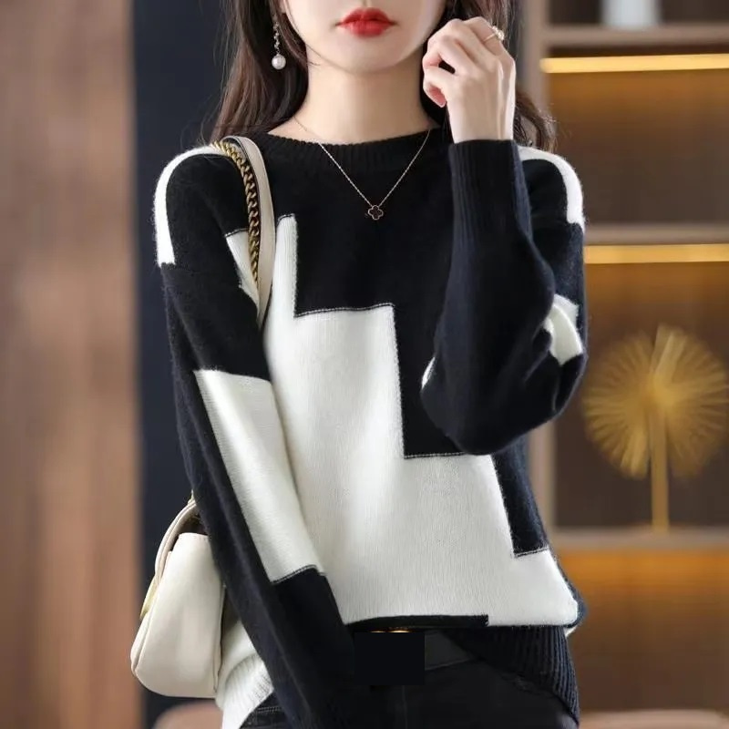 Fashion O-Neck Spliced Knitted - Winter Clothing Korean recensione e prezzo