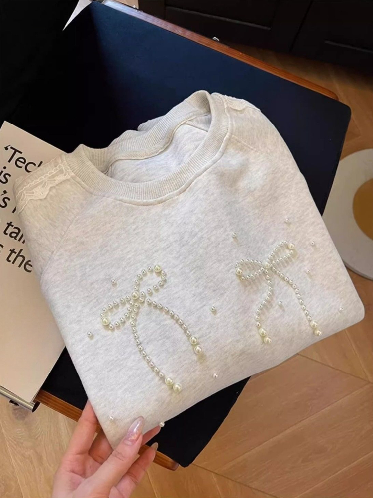 Round Neck Pearl Women's Sweat - Winter Clothing Essential recensione e prezzo