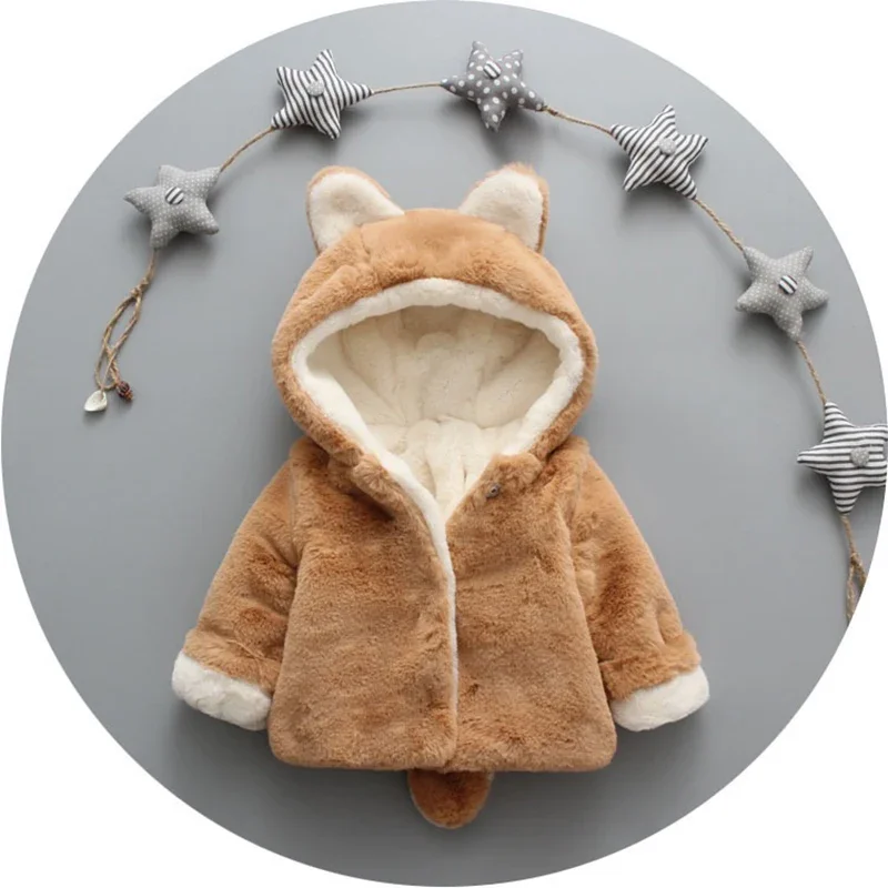 Cute Cat Ears Plush Baby Jacke - Winter Clothing Toddler recensione e prezzo