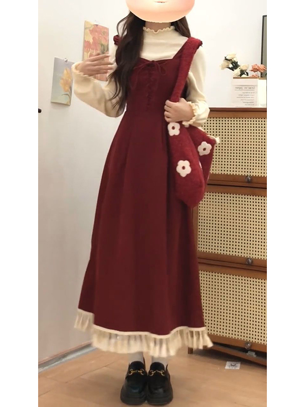 Elegant Red Tassel Vest Dress  - Winter Clothing Layers recensione e prezzo